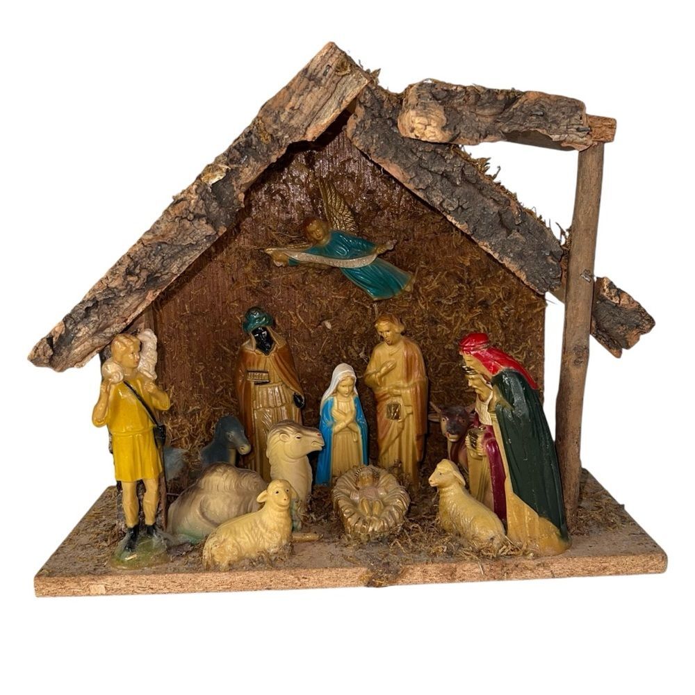 Vintage Nativity Crèche 13 Piece Plastic Nativity Christmas Religious